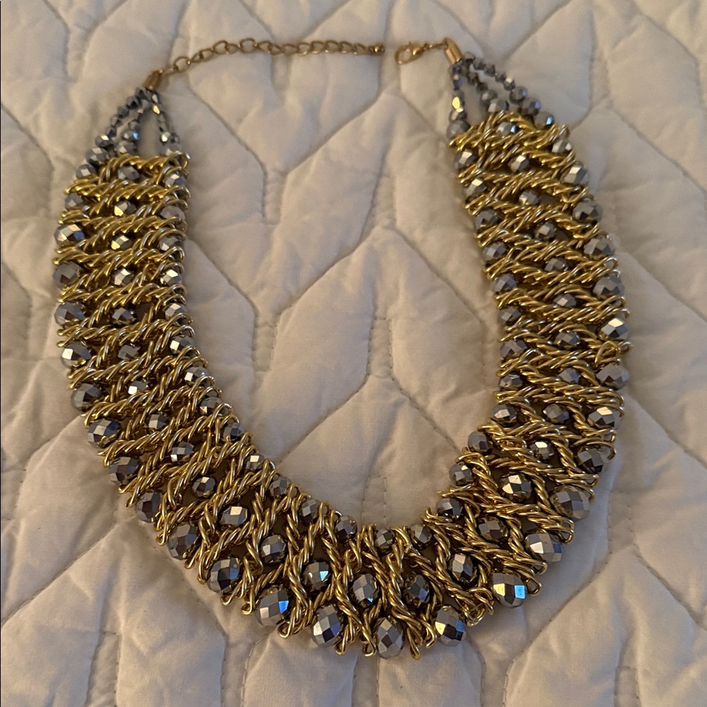 Elegant Gold and Silver Statement Necklace